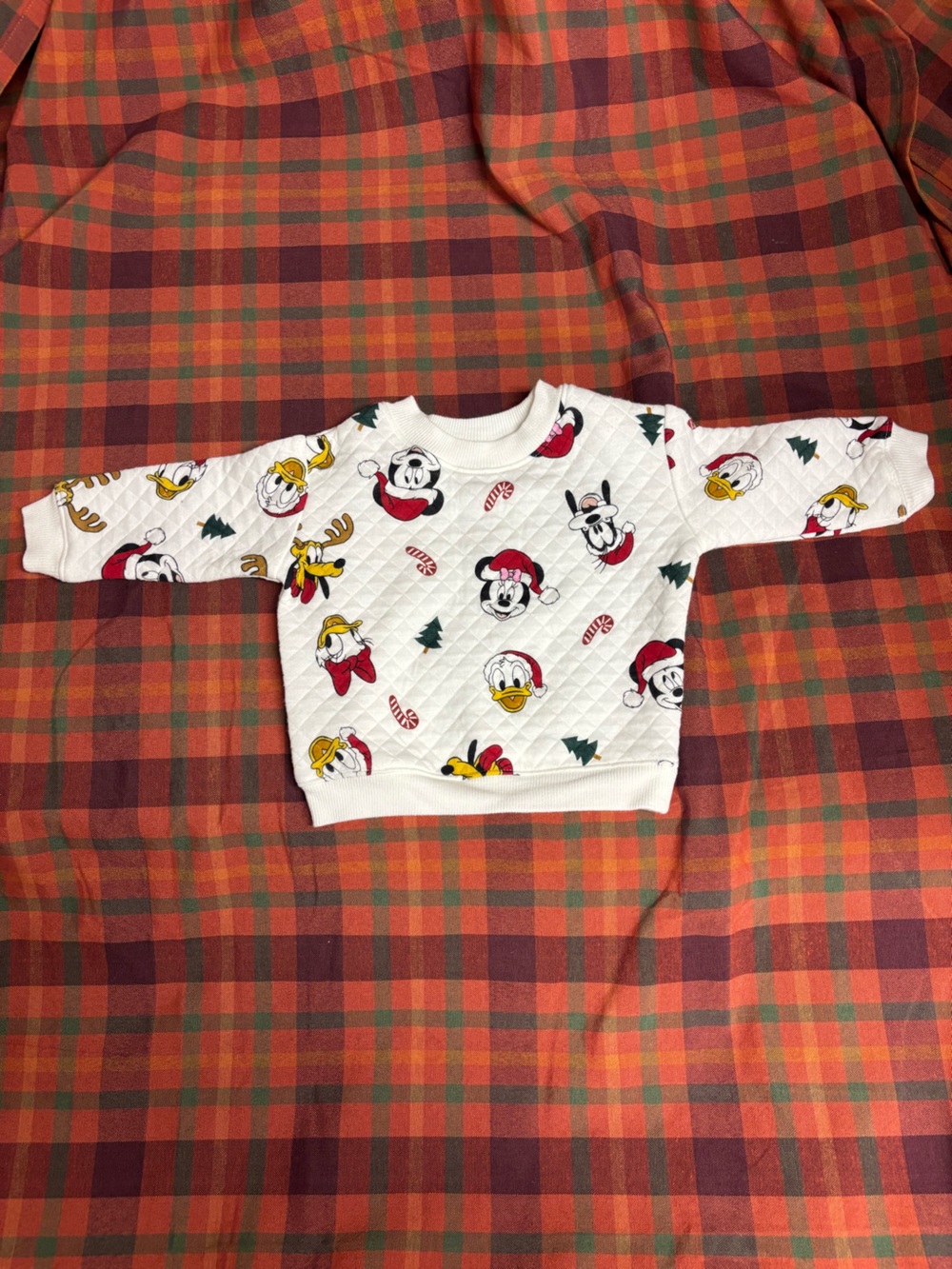Disney White Quilted Holiday Character Sweatshirt